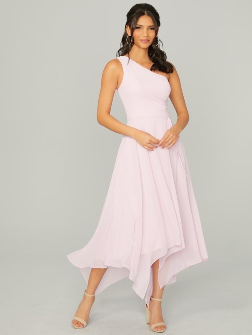 MORI LEE PINK MIDI CHIFFON GOWN SIZE 8